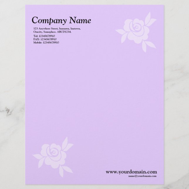 Elegant Rose - Light Purple Letterhead (Front)
