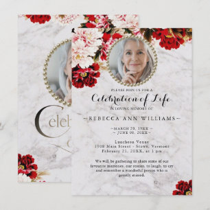 Elegant Rose Marble Celebration of Life Invitation