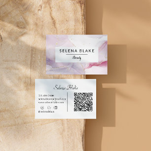 Elegant Rose Minimalist QR Code Tag busieness card