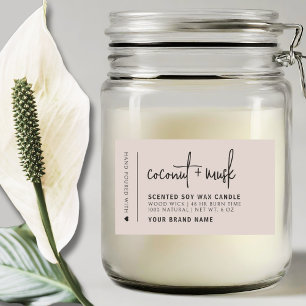 Élégant rose minimaliste bougie produit étiquette