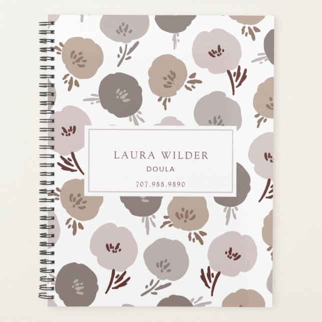 Élégant Rose moderne Doula Taupe motif floral (Devant)
