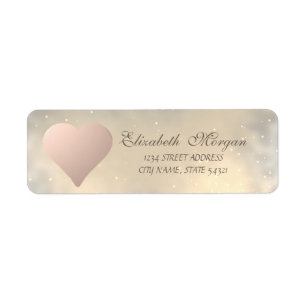 Elégant Rose moderne Gold Heart, Adresse brillante
