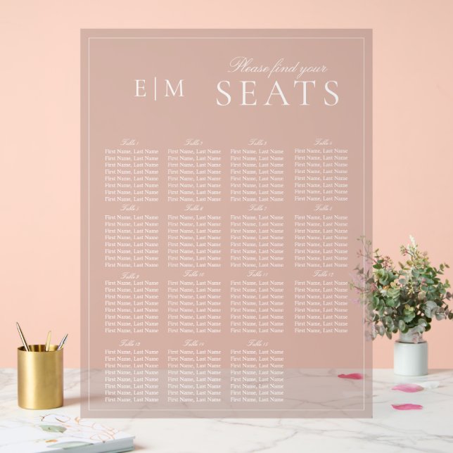 Élégant rose moderne Script Monogramme Siège Maria (Mariage)