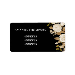 Elegant Rose Monogram Black  Label