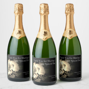 Élégant Rose Monogramme Étiquette bouteille d'eau