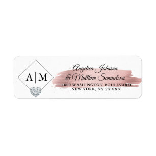 Élégant Rose monogramme Gold Foil Mariage coeur
