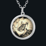 Elegant Rose Necklace<br><div class="desc">Design features the close-up image of a sepia rose in bloom. Monogram is elegantly displayed in a black script.. Designed to coordinate with the Elegant Roses Catholic Wedding Suite.</div>