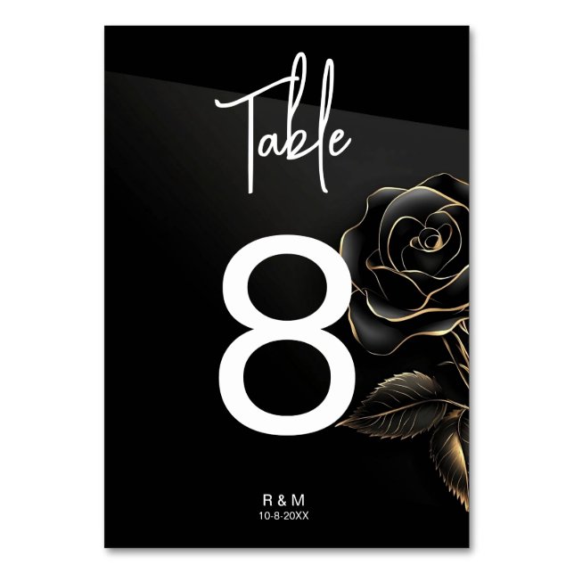Élégant Rose noir et or Numéro de table (Par défaut)
