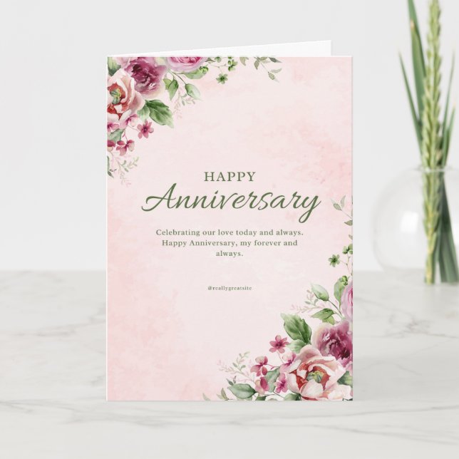 Elégant Rose or Anniversaire Carte de voeux pliée (Devant)