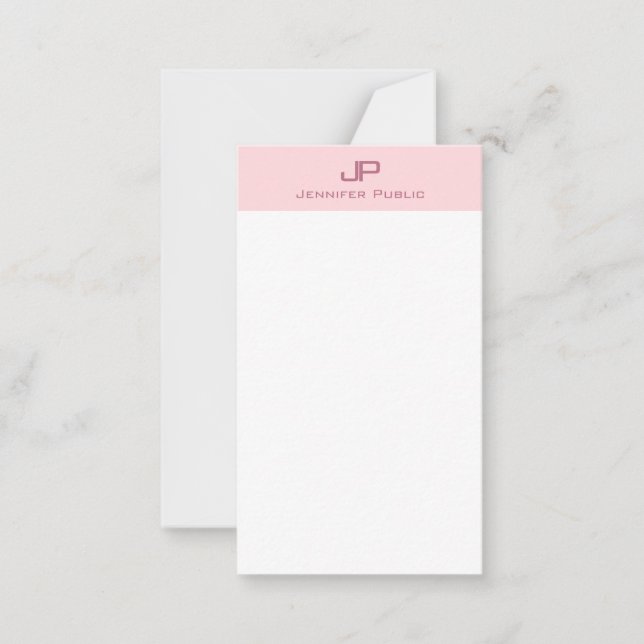 Élégant rose pâle Monogramme Modèle propre Haut (Devant)