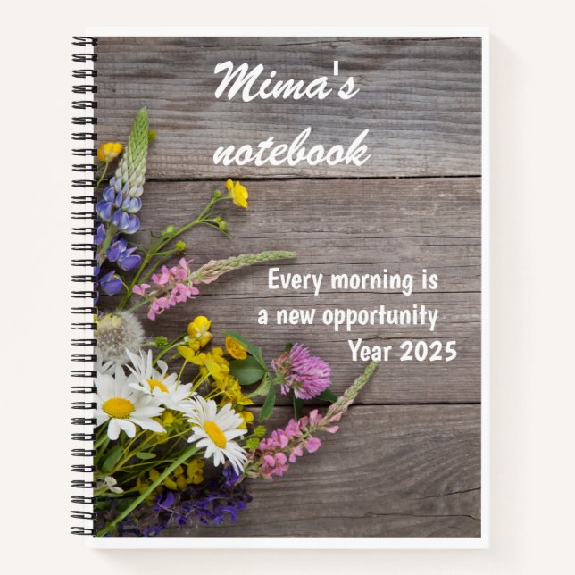 Elegant rose pattern notebook personalized name (Front)