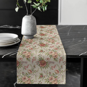 Elegant Rose Pattern Table Runner in Shabby Style