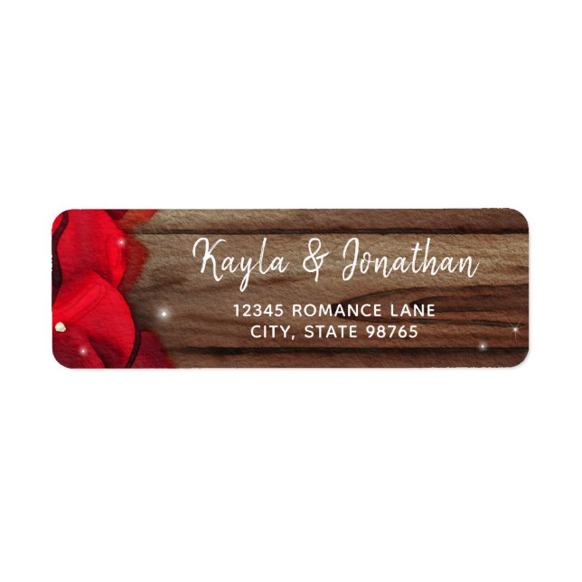 Élégant Rose Petals Rustic Mariage Adresse de reto (Devant)