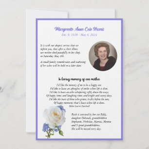 Elegant Rose Photo Frame Death Announcement