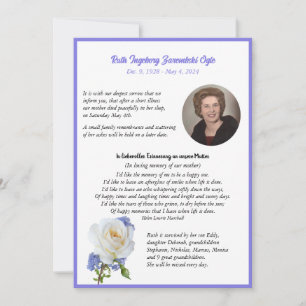 Elegant Rose Photo Frame Death  Announcement