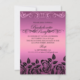 Elegant Rose Pink Bachelorette Party Invitation