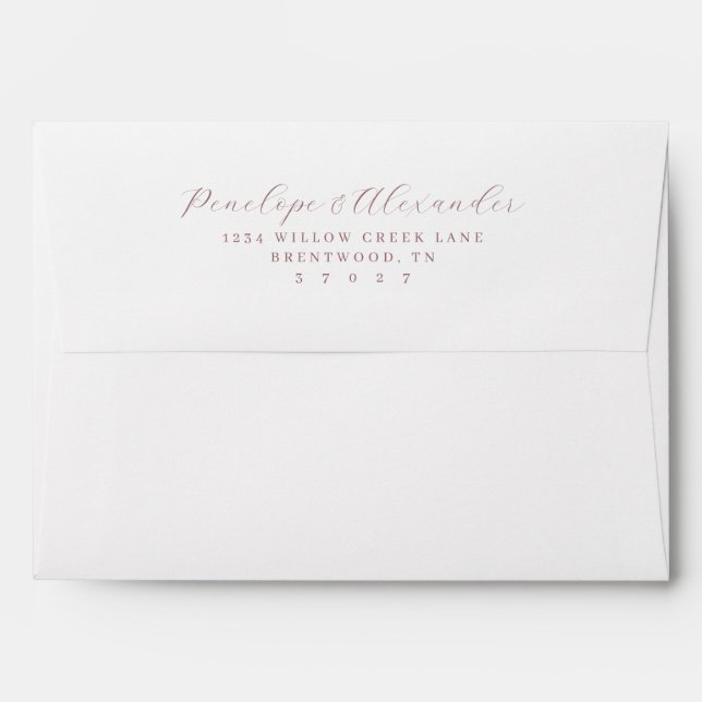 Elegant Rose Pink Calligraphy Envelope (Back (Top Flap))