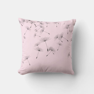 ELEGANT ROSE PINK FALLING DANDELION CUSHION