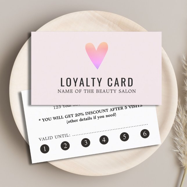 Elegant Rose Pink Heart Beauty Salon Loyalty Card (Creator Uploaded)