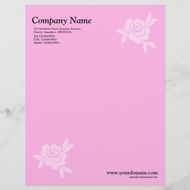 Elegant Rose - Pink Letterhead (Front)