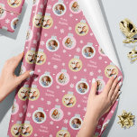 Elegant Rose Pink Photo Ornaments Custom Christmas Wrapping Paper<br><div class="desc">Wrap your Christmas gifts in style! This festive holiday gift wrapping paper features blush pink, silver grey, and champagne gold coloured round bulb ornament frames with spaces for three (3) different photos. White winter snowflakes and hearts accent the design. The dusty rose pink printed background colour can be customized. The...</div>