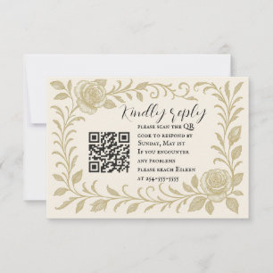 Elegant Rose QR Code RSVP Card