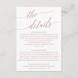 Elegant Rose Quartz Calligraphy Details Card