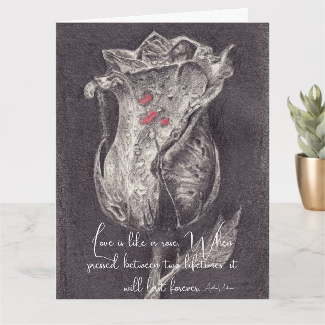 Elegant Rose Quote Valentine Holiday Card (Small Plant)