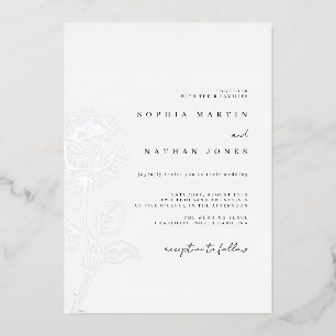 Elegant Rose Real Silver Foil Wedding 