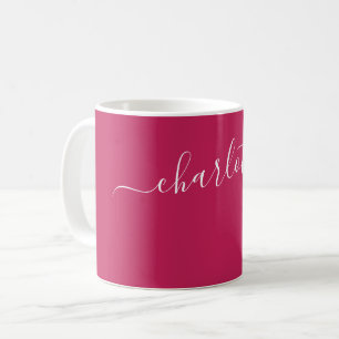 Elegant Rose Red Colour Modern Name Personalized Coffee Mug