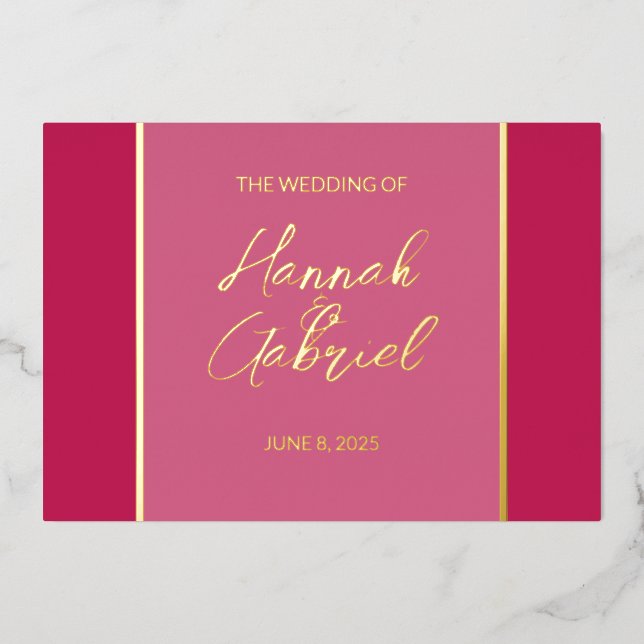 Élégant Rose Red Mariage Foil Invitation (Recto)