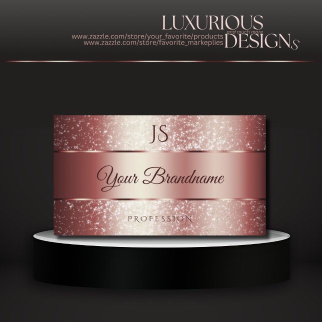 Elegant Rose Red Sparkle Glitter and Initials Business Card (Creator Uploaded)