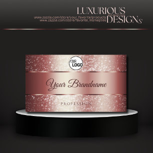 Elegant Rose Red Sparkle Glitter Logo and Initials Business Card