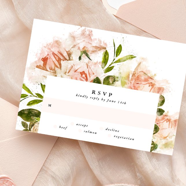 Elegant Rose Romance Watercolor Wedding RSVP Card (Creator Uploaded)