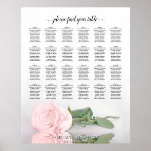 Élégant Rose rose 24 Tableau Mariage