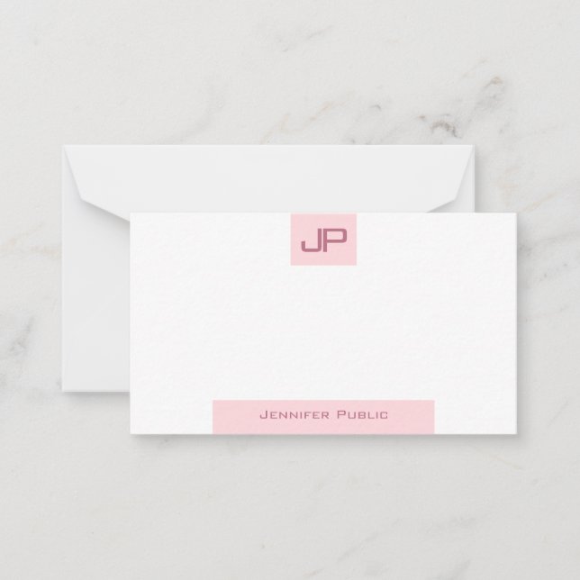 Élégant rose rose Modèle moderne Monogramme simple (Devant)