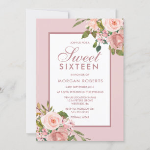 Élégant Rose Rose Or Sweet 16 Invitation