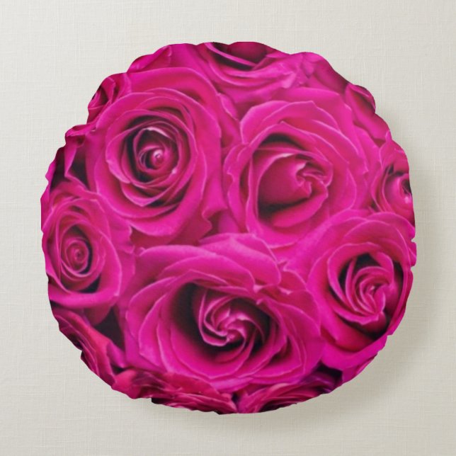 Élégant rose Roses Coussin rond (Devant)