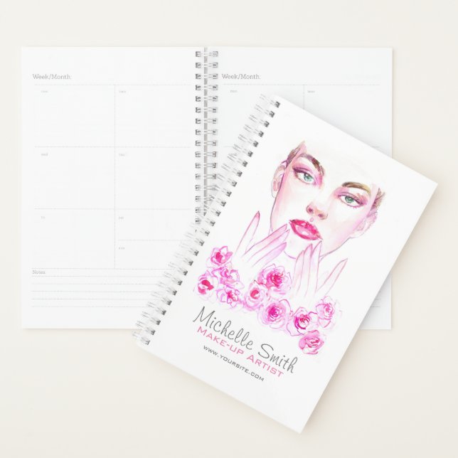 Elégant rose Roses Floral Aquarelle Beauté Salon (Devant avec enveloppe)