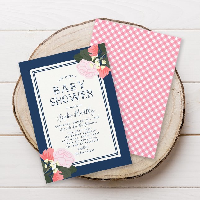 Elégant rose Roses Floral Baby shower Invitation (Créateur téléchargé)