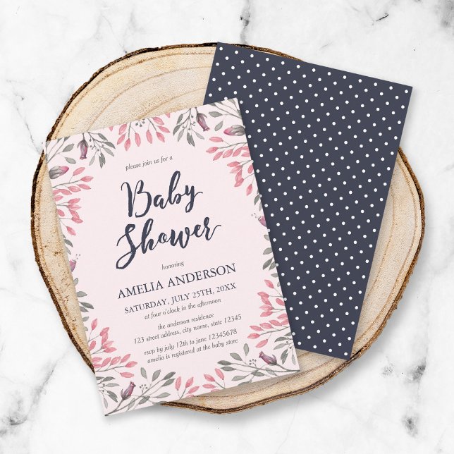 Elégant rose Roses Floral Baby shower Invitation (Créateur téléchargé)