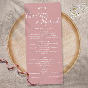 Élégant Rose Signature Script Mariage Menu