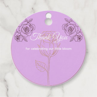 Elegant Rose Sketch Baby Shower Favour Tag