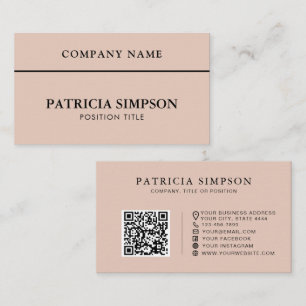 Elegant Rose Smoke Pink QR Code Modern Minimalist Business Card