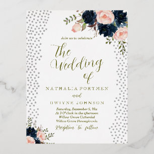 Elegant Rose Stars Wedding Invitation