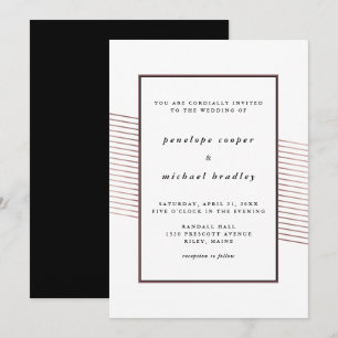 Elegant Rose Stripes Wedding Invitation