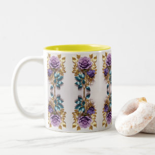 Elegant Rose Symbol Design   Timeless Floral Art Two-Tone Coffee Mug