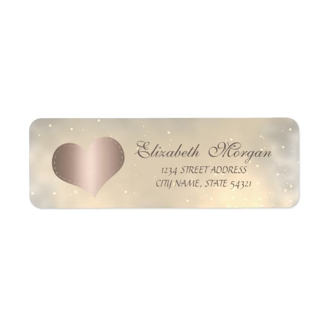 Elégant Rose tendance Gold Heart, Adresse brillant (Devant)