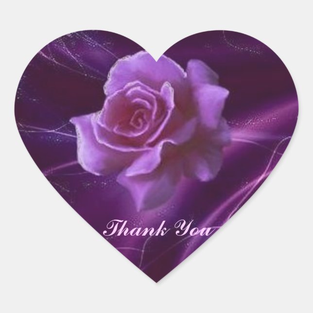 Elegant Rose Thank You Heart Sticker (Front)