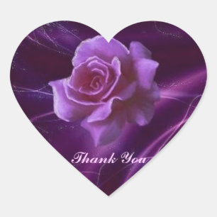 Elegant Rose Thank You Heart Sticker